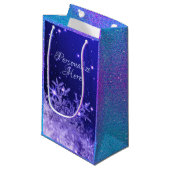 Sneeuwvlok sprankeling paarse blauw wit glitter lo klein cadeauzakje (Voorkant Gekanteld)