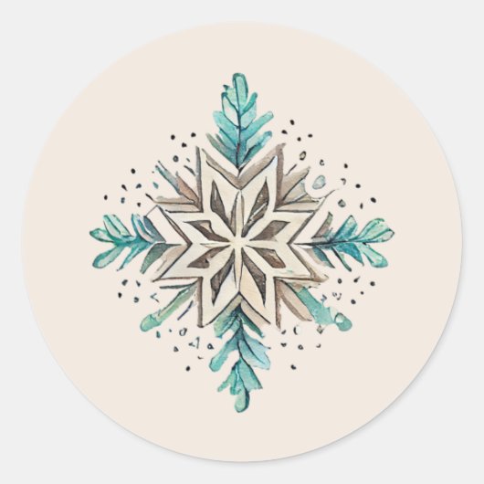 Sneeuwvlok Stickers, Vakantie, Kerstmis, Blauw Ronde Sticker (Voorkant)