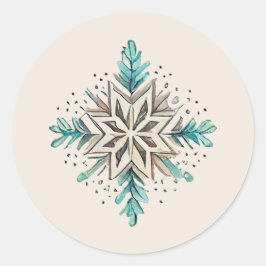 Sneeuwvlok Stickers, Vakantie, Kerstmis, Blauw Ronde Sticker