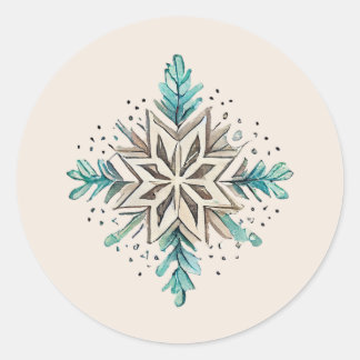 Sneeuwvlok Stickers, Vakantie, Kerstmis, Blauw Ronde Sticker