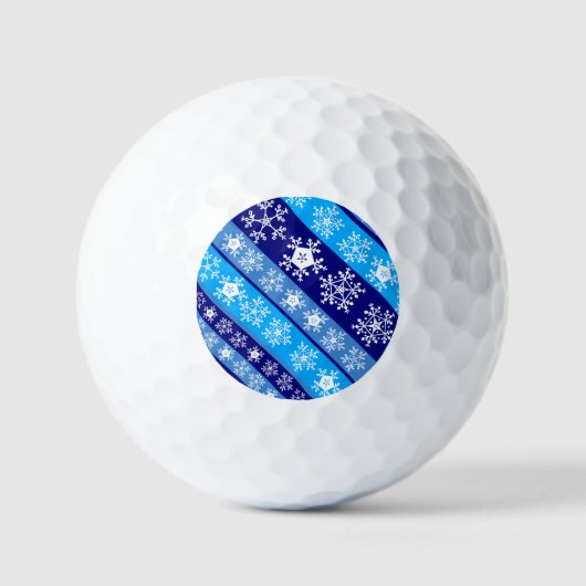 Sneeuwvlok Strepen Blauw Golfballen (Voorkant)