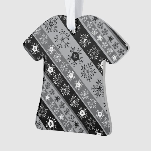 Sneeuwvlok strepen grijs ornament (voorkant)