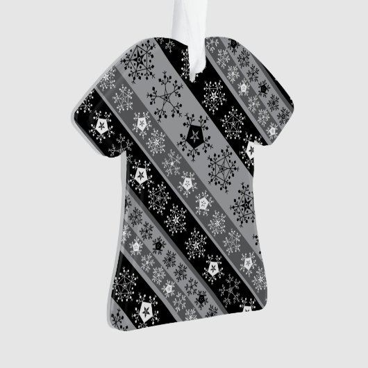 Sneeuwvlok strepen grijs ornament (voorkant)