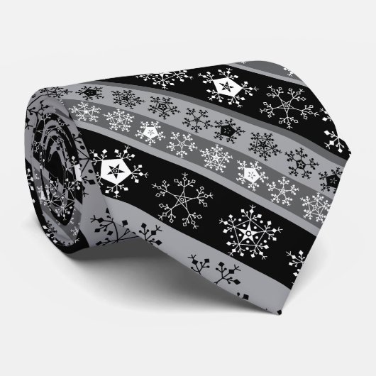 Sneeuwvlok strepen grijs stropdas (Opgerold)