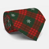 Sneeuwvlok Tartan Plaid Rood Groen Met Monogram St Stropdas (Opgerold)