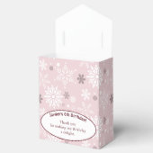 Sneeuwvlok-thema 6e verjaardagsfeestje lichtroze bedankdoosjes (Geopend)