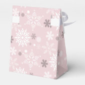Sneeuwvlok-thema 6e verjaardagsfeestje lichtroze bedankdoosjes (Achterkant)