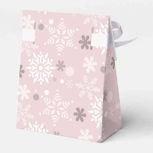 Sneeuwvlok-thema 6e verjaardagsfeestje lichtroze bedankdoosjes (Achterkant)