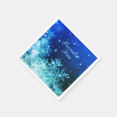 Sneeuwvlok turkoois en blauwe winter servet (Hoek)