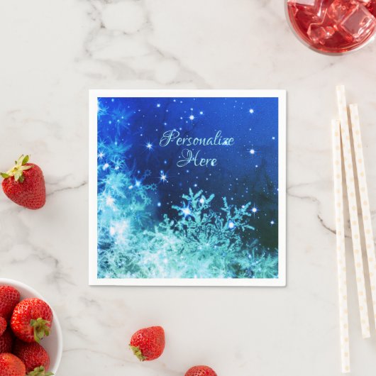 Sneeuwvlok turquoise en blauwe winter servet (Insitu)