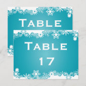 Sneeuwvlok turquoise winter trouwtafel nummer briefkaart (Voorkant / Achterkant)