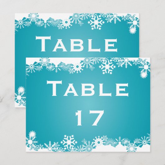 Sneeuwvlok turquoise winter trouwtafel nummer briefkaart (Voorkant / Achterkant)
