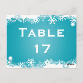 Sneeuwvlok turquoise winter trouwtafel nummer briefkaart (Achterkant)