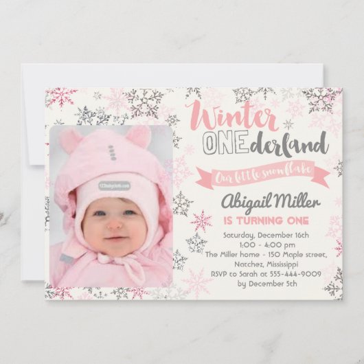 Sneeuwvlok Verjaardag Uitnodiging - Winter Nederla (Voorkant)