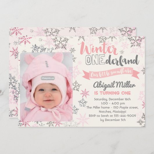 Sneeuwvlok Verjaardag Uitnodiging - Winter Nederla (Voorkant / Achterkant)