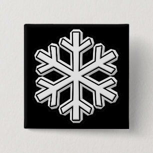 Sneeuwvlok Vierkante Button 5,1 Cm