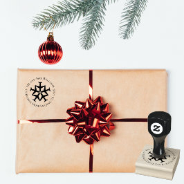 Sneeuwvlok Vliegtuig Kerst Retouradres Rubberstempel