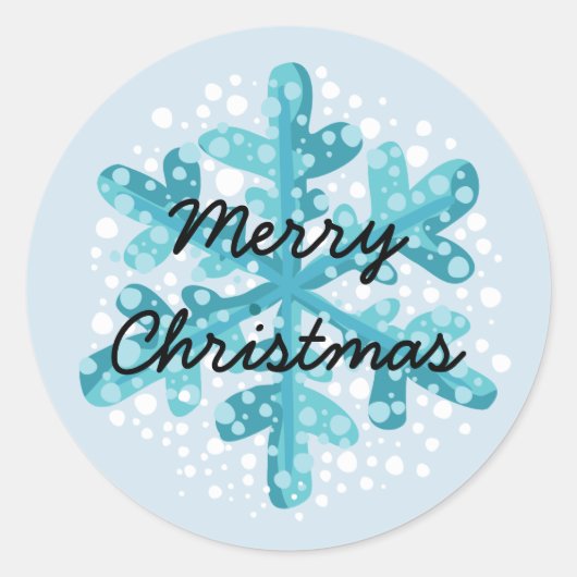 Sneeuwvlok Vrolijk Kerstmis Sticker Stijl 1 (Voorkant)