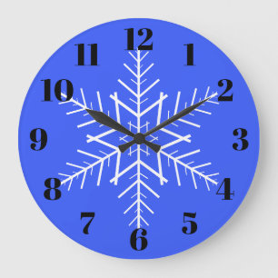 Sneeuwvlok wandklok in blauw