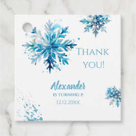 Sneeuwvlok Waterverf Blauw Winter ONEderland Bedankjes Labels