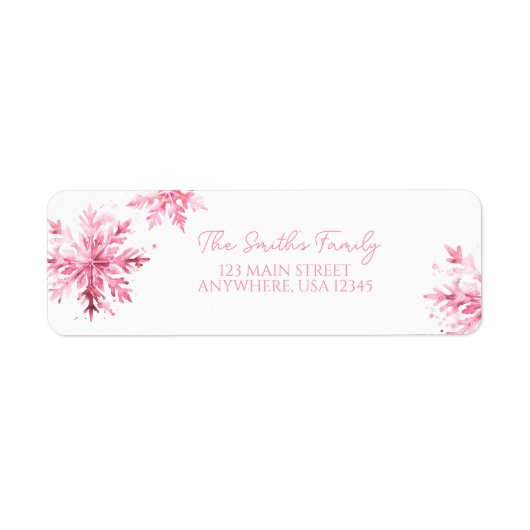 Sneeuwvlok Waterverf Winter ONEderland Verjaardag Etiket (Voorkant)