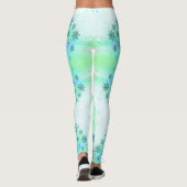 Sneeuwvlok werveling blauw groen wit schattige win leggings (Achterkant)