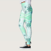 Sneeuwvlok werveling blauw groen wit schattige win leggings (Links)