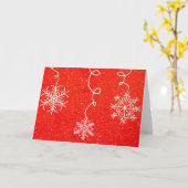 Sneeuwvlok Whimsical Rood Wit Retro Kerst Kaart (Gele Bloem)