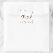 Sneeuwvlok Whimsy Cheers, Bruine Typografie Vierkante Sticker (Tas)