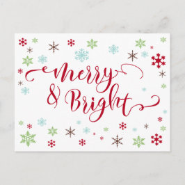 Sneeuwvlok Whimsy Merry & Bright Red Typografie Feestdagenkaart