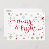 Sneeuwvlok Whimsy Merry & Bright Red Typografie Feestdagenkaart (Voorkant / Achterkant)