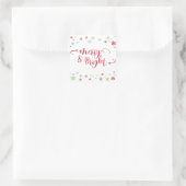 Sneeuwvlok Whimsy Merry & Bright Red Typografie Vierkante Sticker (Tas)