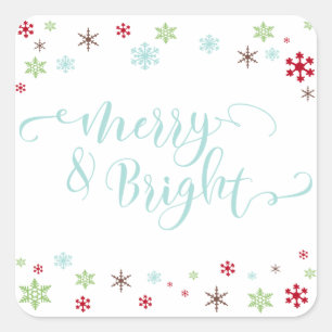 Sneeuwvlok Whimsy Merry & Bright, Robin's Egg Blue Vierkante Sticker