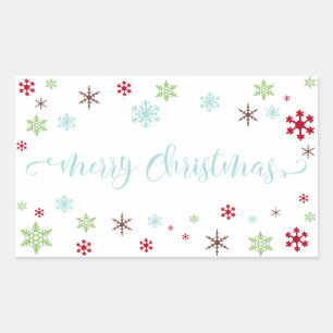 Sneeuwvlok Whimsy Vrolijk Kerstfeest, Robin's Egg Rechthoekige Sticker