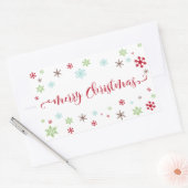 Sneeuwvlok Whimsy Vrolijke Kerstmis Rode Typografi Rechthoekige Sticker (Envelop)
