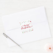 Sneeuwvlok Whimsy Vrolijke Kerstmis Rode Typografi Vierkante Sticker (Envelop)
