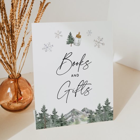 Sneeuwvlok Winter Baby shower boeken en geschenken Reclamebord Met Voetstuk