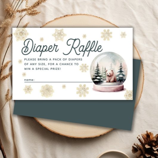 Sneeuwvlok Winter Baby shower Luier Raffle Informatiekaartje