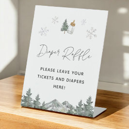 Sneeuwvlok Winter Baby shower Luier Raffle Teken Reclamebord Met Voetstuk