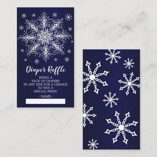 Sneeuwvlok Winter Baby shower Luier Raffle Ticket Informatiekaartje (Voorkant / Achterkant)