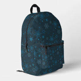 Sneeuwvlok winter blauw naadloos patroon bedrukte rugzak