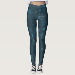 Sneeuwvlok winter blauw naadloos patroon leggings