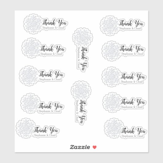 Sneeuwvlok Winter Bruiloft Dank u Set Sticker (Vel)