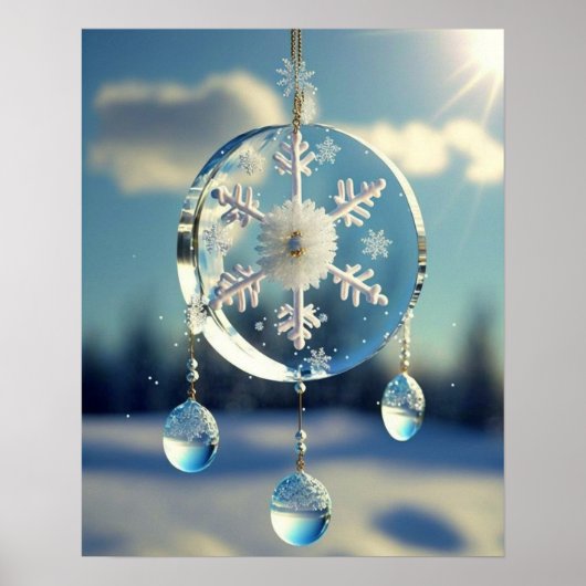 Sneeuwvlok Winter Bruiloft Ornament Poster (Voorkant)
