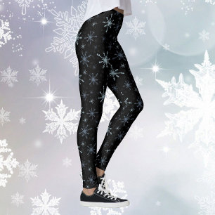 Sneeuwvlok Winter Hoge Kwaliteit Vrouwen Zwarte Sn Leggings