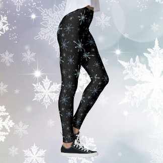 Sneeuwvlok Winter Hoge Kwaliteit Vrouwen Zwarte Sn Leggings