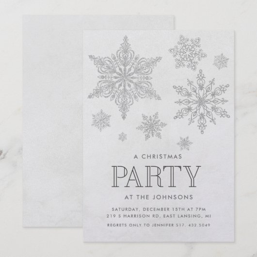 Sneeuwvlok Winter Kerstfeest uitnodiging (Voorkant / Achterkant)