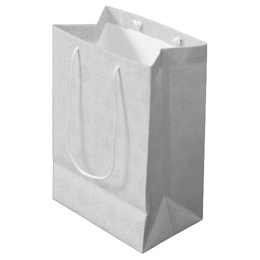 Sneeuwvlok Winter Kerstpatroon Medium Cadeauzakje (Voorkant Gekanteld)