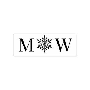 Sneeuwvlok Winter Koppel Trouw 2 Initiele Monogram Zelfinktende Stempel