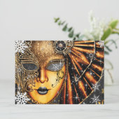 Sneeuwvlok Winter Nieuwjaar Masquerade Party Kaart (Staand voorkant)